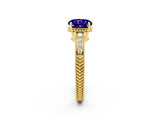 Yellow gold Round Cut Tanzanite Engagement Ring with Milgrain Channel Set Band and Prong Setting_2