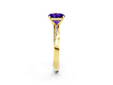 Yellow gold Round Cut Tanzanite Engagement Ring with Side Stone Accents and Four-Prong Setting_62