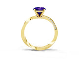Yellow gold Round Cut Tanzanite Engagement Ring with Side Stone Accents and Four-Prong Setting_63