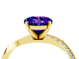 Yellow gold Round Cut Tanzanite Engagement Ring with Side Stone Accents and Four-Prong Setting_64
