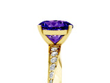 Yellow gold Round Cut Tanzanite Engagement Ring with Side Stone Accents and Four-Prong Setting_65