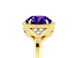 Yellow gold Round Cut Tanzanite Halo Ring with Tapered Band and Four-Prong Setting_5