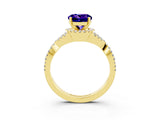 Yellow gold Round Cut Tanzanite  Halo Twist Band Solitaire Prong Setting Ring_27