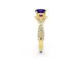 Yellow gold Round Cut Tanzanite  Halo Twist Band Solitaire Prong Setting Ring_44