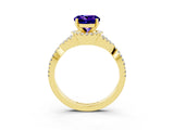 Yellow gold Round Cut Tanzanite  Halo Twist Band Solitaire Prong Setting Ring_45