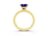 Yellow gold Round Cut Tanzanite Milgrain Pavé Engagement Ring with Four-Prong Setting_3