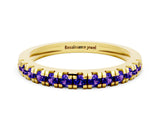 Yellow gold Round Cut Tanzanite Pavé Set Thin Band