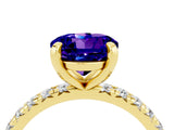 Yellow gold Round Cut Tanzanite Pavé Solitaire Ring with Round Band and Prong Setting_28