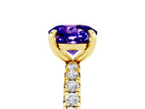 Yellow gold Round Cut Tanzanite Pavé Solitaire Ring with Round Band and Prong Setting_29