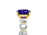 Yellow gold Round Cut Tanzanite Prong Setting with Side Stones on a Pave Band_5