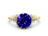 Yellow gold Round Cut Tanzanite Ring with Side Stones and Four-Prong Setting_36