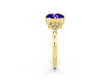 Yellow gold Round Cut Tanzanite Ring with Side Stones and Four-Prong Setting_38
