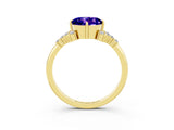 Yellow gold Round Cut Tanzanite Ring with Side Stones and Four-Prong Setting_39