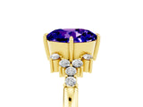 Yellow gold Round Cut Tanzanite Ring with Side Stones and Four-Prong Setting_41