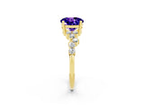 Yellow gold Round Cut Tanzanite Scattered Round Accent Ring with Prong Setting_14