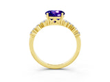 Yellow gold Round Cut Tanzanite Scattered Round Accent Ring with Prong Setting_15