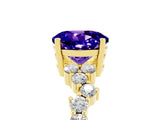 Yellow gold Round Cut Tanzanite Scattered Round Accent Ring with Prong Setting_17
