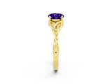 Yellow gold Round Cut Tanzanite Solitaire Celtic Knot Ring with Four-Prong Setting_14