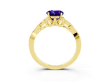 Yellow gold Round Cut Tanzanite Solitaire Celtic Knot Ring with Four-Prong Setting_15