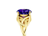Yellow gold Round Cut Tanzanite Solitaire Celtic Knot Ring with Four-Prong Setting_17