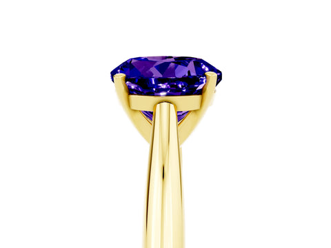 Yellow gold Round Cut Tanzanite Solitaire Engagement Ring with Cathedral Setting and Four-Prong Mount_17