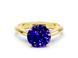 Yellow gold Round Cut Tanzanite Solitaire Engagement Ring with Cathedral Setting and Four-Prong Mount_24