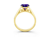 Yellow gold Round Cut Tanzanite Solitaire Engagement Ring with Cathedral Setting and Four-Prong Mount_27