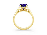 Yellow gold Round Cut Tanzanite Solitaire Engagement Ring with Cathedral Setting and Four-Prong Mount_33