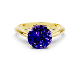 Yellow gold Round Cut Tanzanite Solitaire Engagement Ring with Cathedral Setting and Four-Prong Mount_84