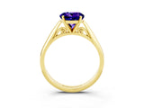 Yellow gold Round Cut Tanzanite Solitaire Engagement Ring with Cathedral Setting and Four-Prong Mount_87