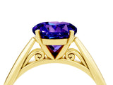 Yellow gold Round Cut Tanzanite Solitaire Engagement Ring with Cathedral Setting and Four-Prong Mount_88