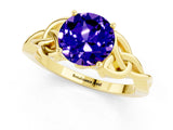Yellow gold Round Cut Tanzanite Solitaire Engagement Ring with Celtic Knot Band and Four-Prong Setting_1