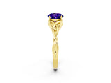 Yellow gold Round Cut Tanzanite Solitaire Engagement Ring with Celtic Knot Band and Four-Prong Setting_2