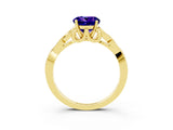 Yellow gold Round Cut Tanzanite Solitaire Engagement Ring with Celtic Knot Band and Four-Prong Setting_3
