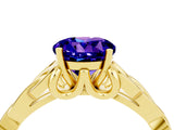 Yellow gold Round Cut Tanzanite Solitaire Engagement Ring with Celtic Knot Band and Four-Prong Setting_4
