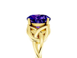 Yellow gold Round Cut Tanzanite Solitaire Engagement Ring with Celtic Knot Band and Four-Prong Setting_5