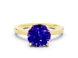 Yellow gold Round Cut Tanzanite Solitaire Engagement Ring with Classic Band and Four-Prong Setting_24