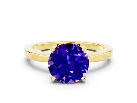 Yellow gold Round Cut Tanzanite Solitaire Engagement Ring with Classic Band and Four-Prong Setting_24