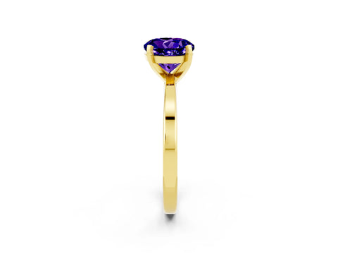 Yellow gold Round Cut Tanzanite Solitaire Engagement Ring with Classic Band and Four-Prong Setting_26