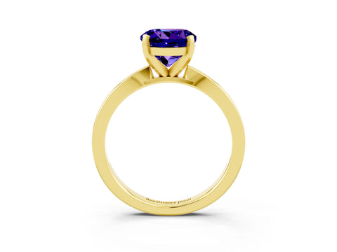 Yellow gold Round Cut Tanzanite Solitaire Engagement Ring with Classic Band and Four-Prong Setting_27