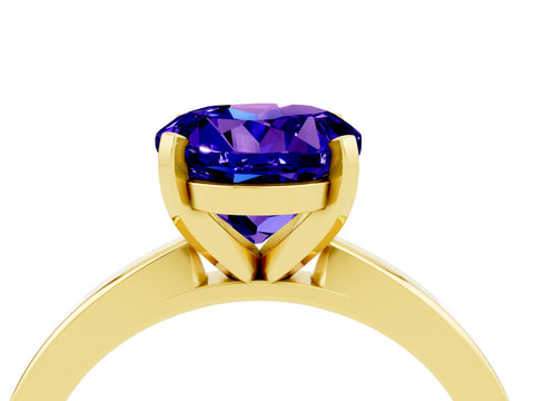 Yellow gold Round Cut Tanzanite Solitaire Engagement Ring with Classic Band and Four-Prong Setting_28