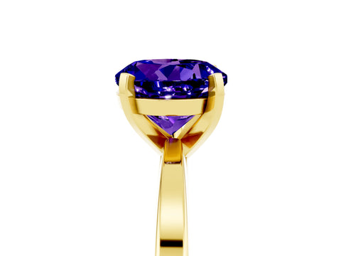 Yellow gold Round Cut Tanzanite Solitaire Engagement Ring with Classic Band and Four-Prong Setting_29