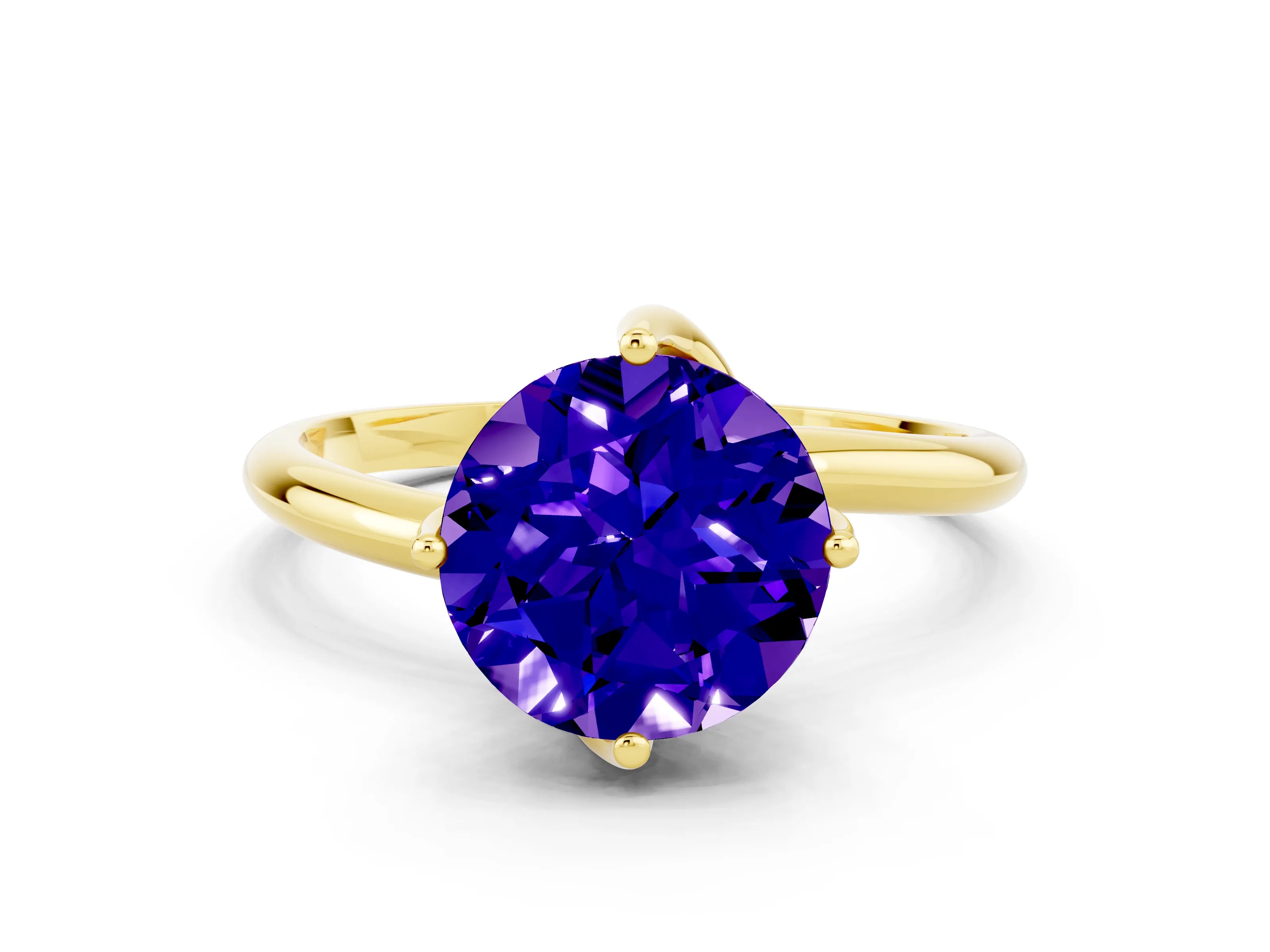 Yellow gold Round Cut Tanzanite Solitaire Engagement Ring with Four-Prong Setting and Classic Band_12