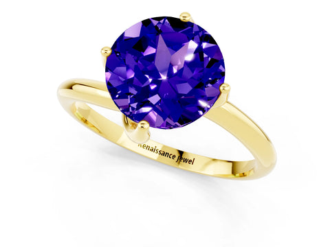 Yellow gold Round Cut Tanzanite Solitaire Engagement Ring with Four-Prong Setting and Classic Band_13