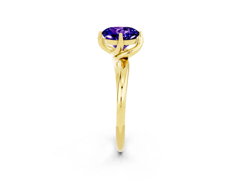 Yellow gold Round Cut Tanzanite Solitaire Engagement Ring with Four-Prong Setting and Classic Band_14
