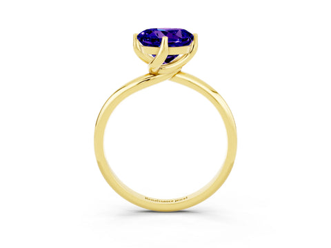 Yellow gold Round Cut Tanzanite Solitaire Engagement Ring with Four-Prong Setting and Classic Band_15