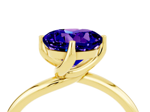 Yellow gold Round Cut Tanzanite Solitaire Engagement Ring with Four-Prong Setting and Classic Band_16