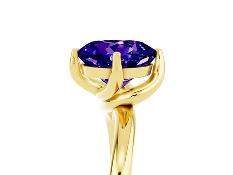 Yellow gold Round Cut Tanzanite Solitaire Engagement Ring with Four-Prong Setting and Classic Band_17