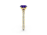 Yellow gold Round Cut Tanzanite Solitaire Engagement Ring with Pavé Band and Four-Prong Setting_2