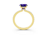 Yellow gold Round Cut Tanzanite Solitaire Engagement Ring with Pavé Band and Four-Prong Setting_3